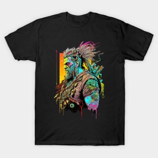 Neon Cyberpunk Viking - V1.04 T-Shirt